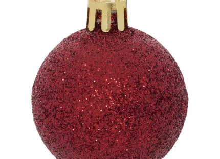 Juego de 35 pequeñas bolas navideñas de plástico color granate - 216350