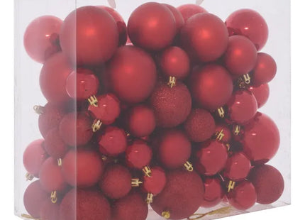 Juego de 100 adornos navideños de plástico rojo surtidos - 216351