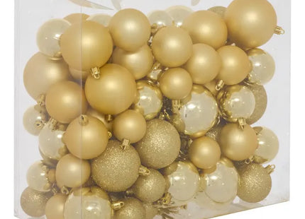 Juego de 100 adornos navideños de plástico dorado surtidos - 216352