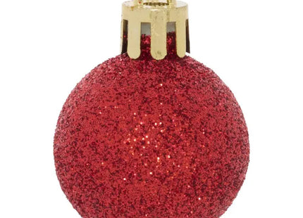 Juego de 35 pequeñas bolas navideñas de plástico color rojo - 216361