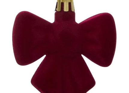 Juego de 2 adornos navideños de plástico rojo con forma de lazo para árbol de Navidad, 6 cm - 216384