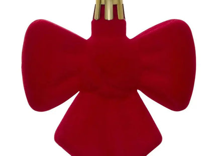 Juego de 2 adornos navideños de plástico rojo con forma de lazo para árbol de Navidad, 6 cm - 216384