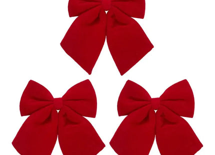 Juego de 3 lazos de terciopelo rojo para árbol de Navidad, 24 x 20 cm - 216389