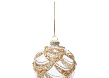 Bola de Navidad de cristal dorado drapeado, 8cm de diámetro - 216413