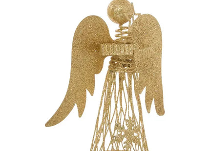 Ángel de metal dorado para la cima del árbol de Navidad, 20 cm de altura - 216425