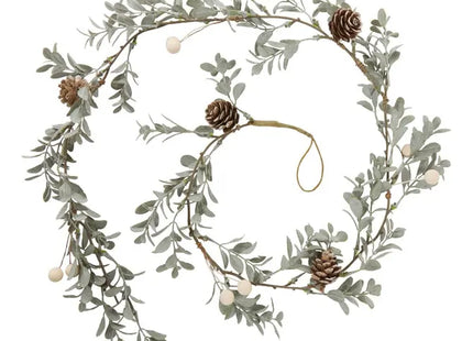 Guirnalda navideña hecha de follaje de plástico y piñas, 110 cm - 216427
