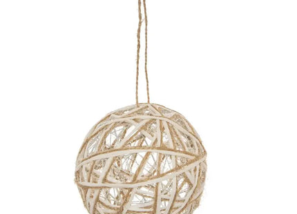 Bola decorativa para árbol de Navidad hecha de alambre de metal blanco, 10 cm de diámetro - 216454