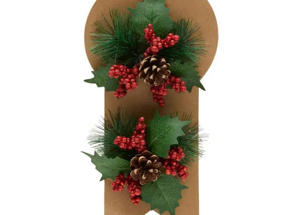 Juego de 2 adornos para árbol de Navidad con lazo y bayas, 11 x 12 cm - 216460