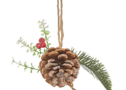 Adorno de rama de árbol de Navidad decorado con piñas, 7 cm - 216462