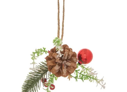 Adorno de rama de árbol de Navidad decorado con piñas, 7 cm - 216462