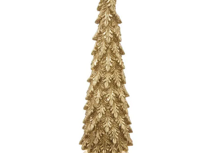 Árbol de Navidad decorativo de resina dorada con estampado de hojas, 31,5 cm - 216688