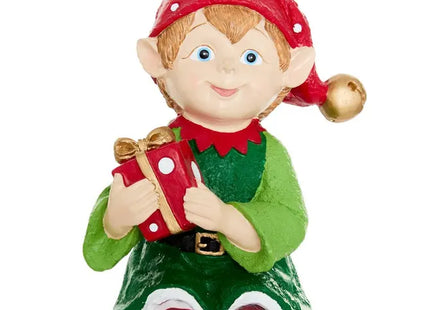 Duende navideño sentado de resina, 22 cm de altura - 2 modelos - 216799