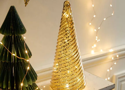 Árbol de Navidad LED con acabado de cristal dorado, 31 cm de altura - 216888