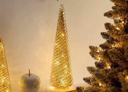 Árbol de Navidad LED con acabado de cristal dorado, 48 cm de altura - 216889