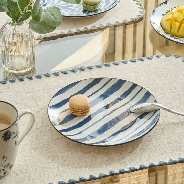 Plato "Umami" postre D19cm rayas azules - 217079D