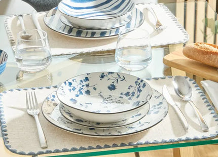 Plato "Umami" hondo D20cm flores azules - 217080A