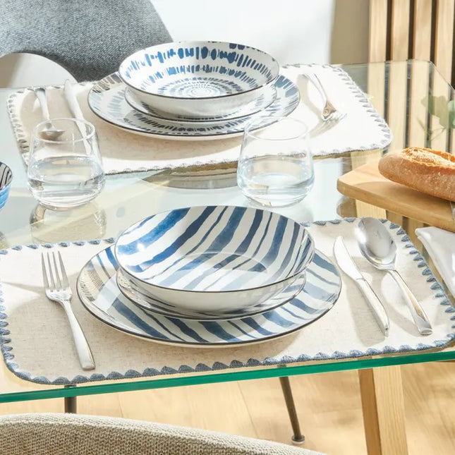 Plato "Umami" hondo D20cm rayas azules - 217080D