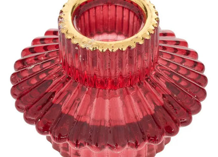 Portavelas navideño de cristal reversible rojo y verde - 217311A