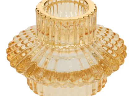 Portavelas navideño de cristal reversible ámbar - 217311C