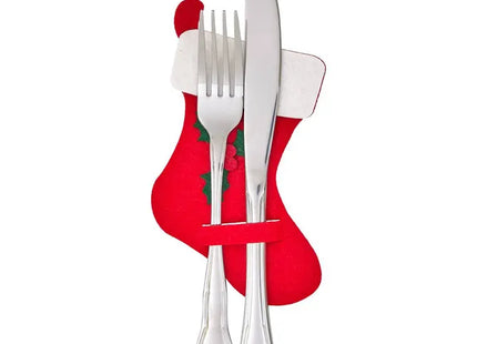 Soporte para cubiertos navideño tradicional de fieltro, 17 cm de alto - 217598