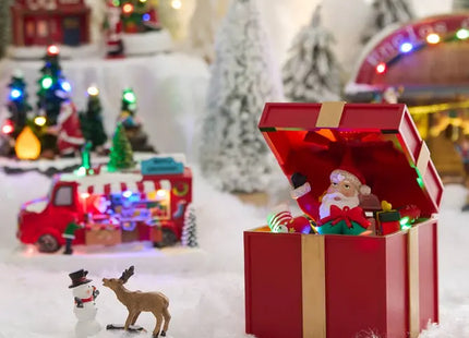 Pueblo navideño animado y musical con luces LED, 5 LED, 20 cm de altura - 218387