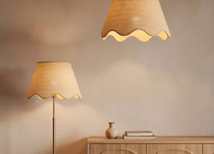 Pantalla de lámpara redonda Flore, 37 cm de diámetro, color beige - 221617
