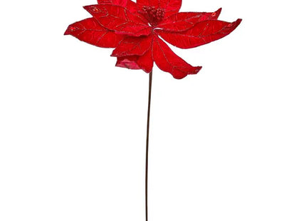 Rama navideña decorativa, flor de Pascua roja, 75 cm de alto - 222415