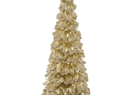 Árbol de Navidad decorativo de resina dorada, 31 cm de altura - 222454