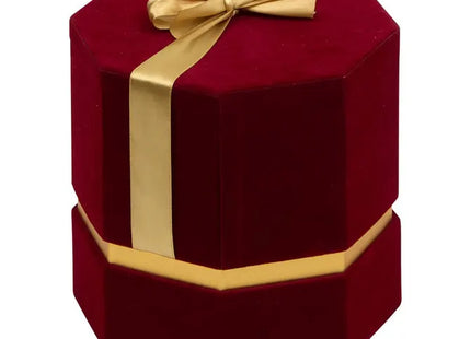 Caja de regalo navideña hexagonales de terciopelo rojo G - 222461