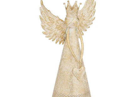 Ángel de Navidad en metal dorado y blanco, 40 cm de altura - 222571