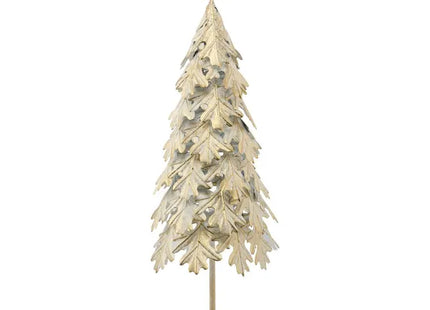 Árbol de Navidad decorativo de metal dorado y blanco, 90 cm de altura - 222575