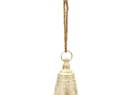 Adorno navideño en forma de campana, dorado y blanco, 17 cm de altura - 222576