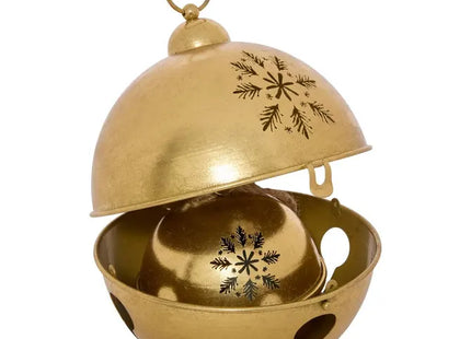 Juego de 2 campanas navideñas doradas para colgar, 25 cm de diámetro - 222578