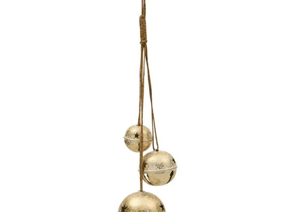 Adorno navideño con campanillas doradas blancas, 50 cm de alto - 222591