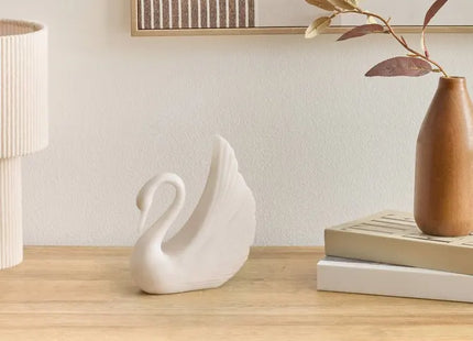 Cisne decorativo "Casey" 18,3 cm de alto, blanco - 222952