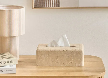 Caja de pañuelos rectangular "Anaya" de 14x25cm, color beige - 222981