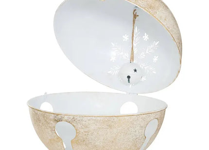 Campana navideña de metal blanco y dorado, de 41 cm de diámetro, para uso exterior - 223568