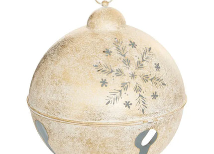 Campana navideña de metal blanco y dorado, de 41 cm de diámetro, para uso exterior - 223568