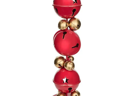 Juego de 12 campanas navideñas de metal rojo, de 85 cm de altura, para uso exterior - 223572