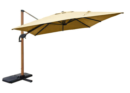 Sombrilla VARANGUE de aluminio estilo madera 3x3m rotatorio beige - 233017