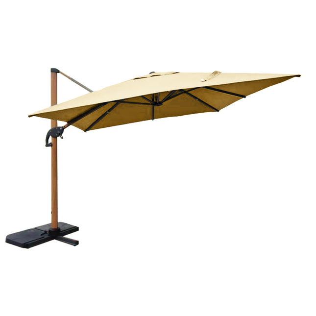 Sombrilla VARANGUE de aluminio estilo madera 3x3m rotatorio beige - 233017