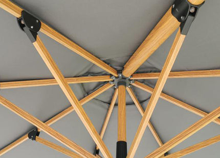 Sombrilla VARANGUE de aluminio estilo madera 3x3m rotatorio gris - 233018