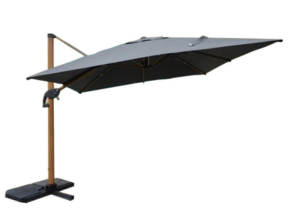 Sombrilla VARANGUE de aluminio estilo madera 3x3m rotatorio gris - 233018