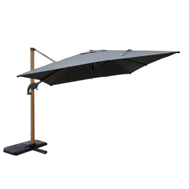 Sombrilla VARANGUE de aluminio estilo madera 3x3m rotatorio gris - 233018