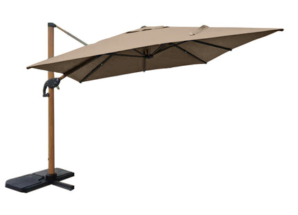 Sombrilla VARANGUE de aluminio estilo madera 3x3m rotatorio taupé - 233019