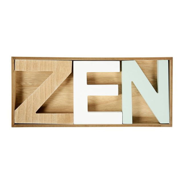 Palabra decorativa "ZEN" de madera natural 38x16cm - 30940