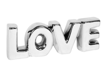 Palabra decorativa "Love" de cerámica plateada 22x8cm - 32097