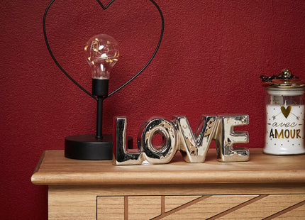 Palabra decorativa "Love" de cerámica plateada 22x8cm - 32097