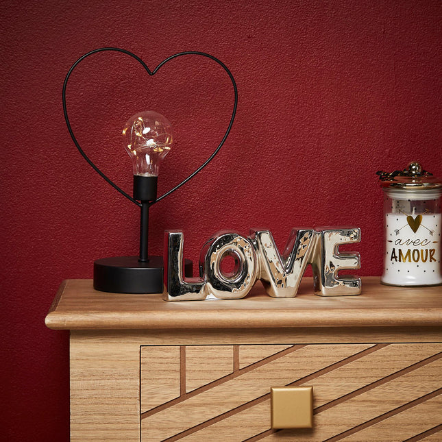 Palabra decorativa "Love" de cerámica plateada 22x8cm - 32097