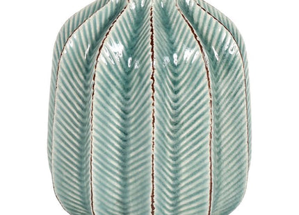 Jarrón de cerámica estriada "Cactus" verde A14,5cm - 32111